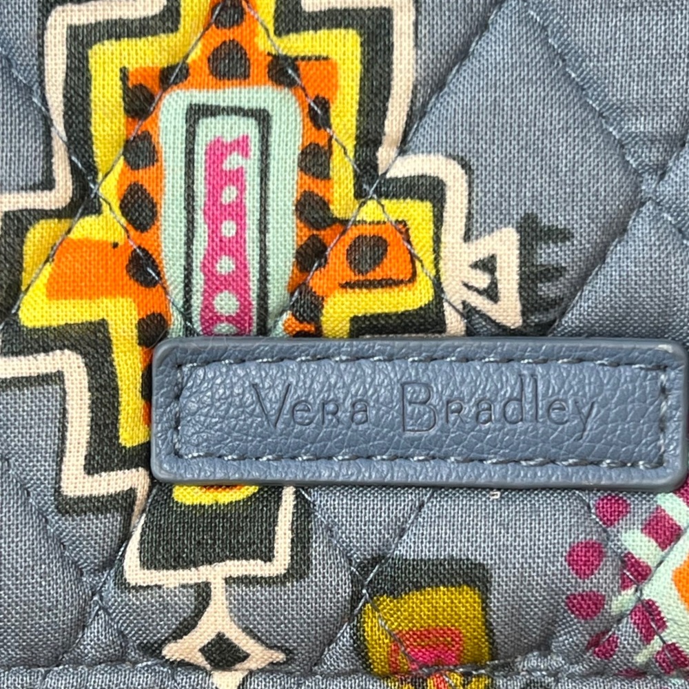 Vera Bradley Pueblo Quilted Zip Around Tech Organizer Portfolio Case Blue Multi - Picture 2 of 13